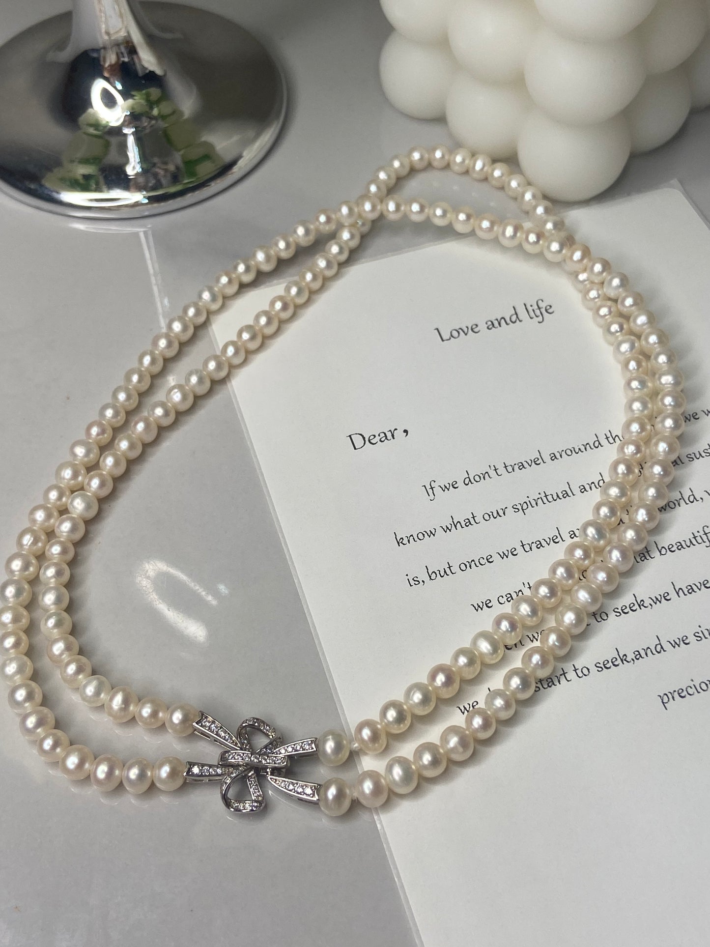 baby pearl double layer necklace