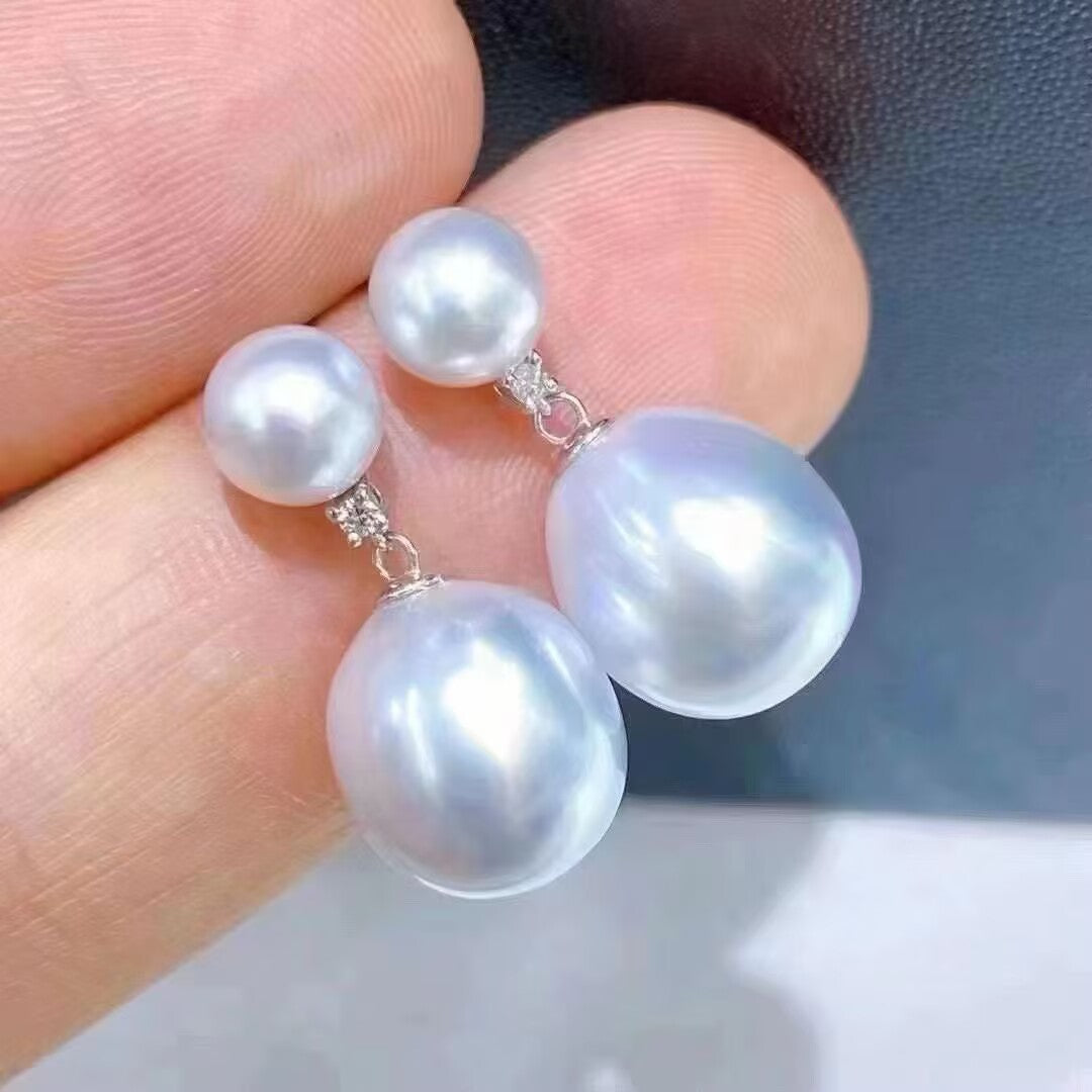Double pearl dangling earring